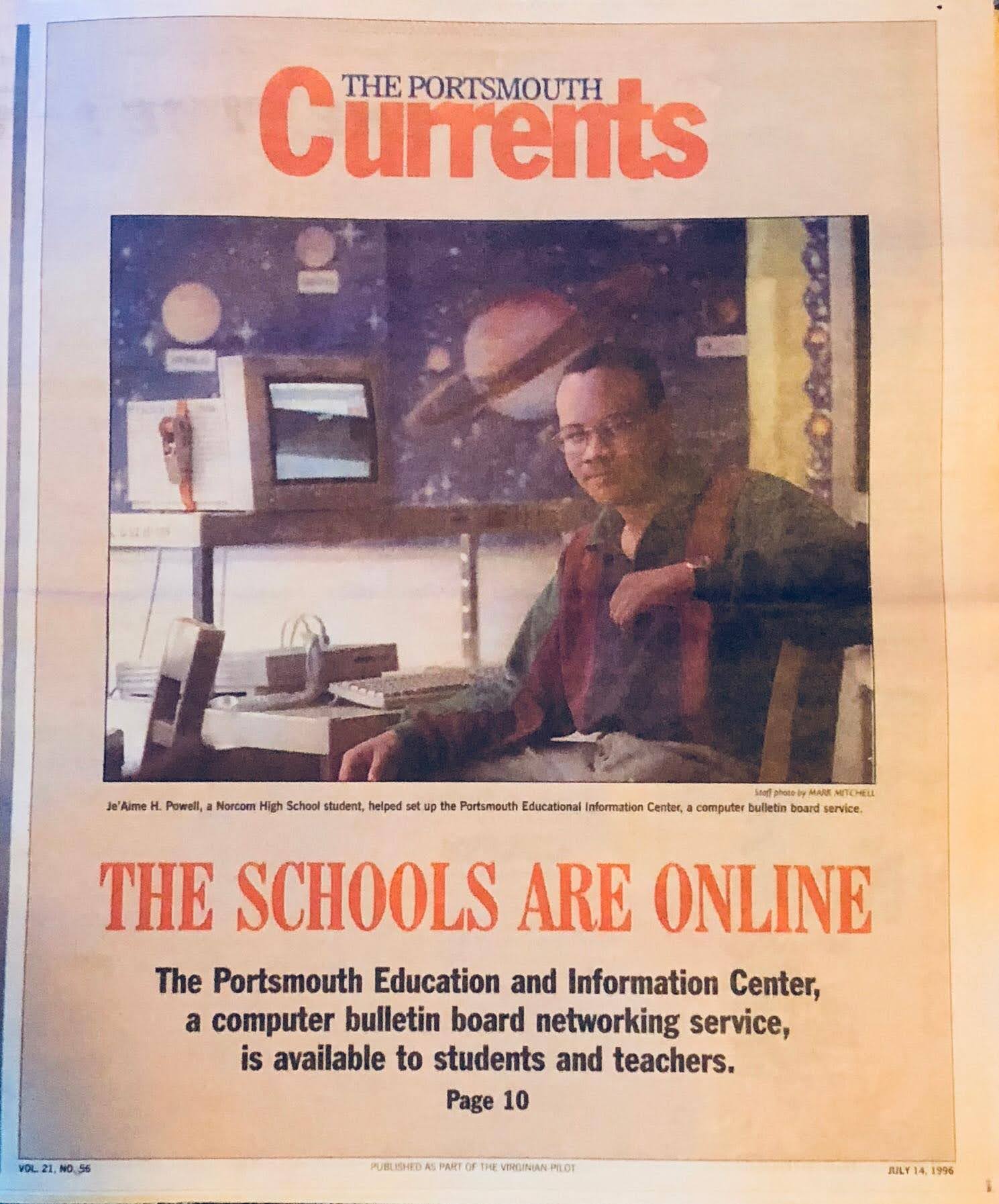 COMPUTER WINDOW TO THE WORLD PORTSMOUTH STUDENTS ARE MAKING E-MAIL, CHAT ROOMS AND AN ONLINE BULLETIN BOARD THAT ALLOWS THEM TO CHECK ON THEIR HOMEWORK ASSIGNMENTS PART OF THEIR DAILY ROUTINES.